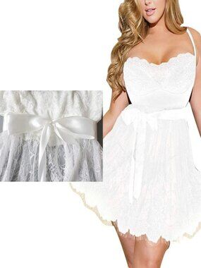 Sexy Women Lady Plus Size Lingerie Sleepwear Lace Nightgown Bodysuit Dress Robe
